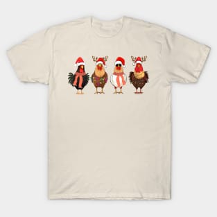 Chicken Christmas Lights Farm Animal Funny Xmas T-Shirt